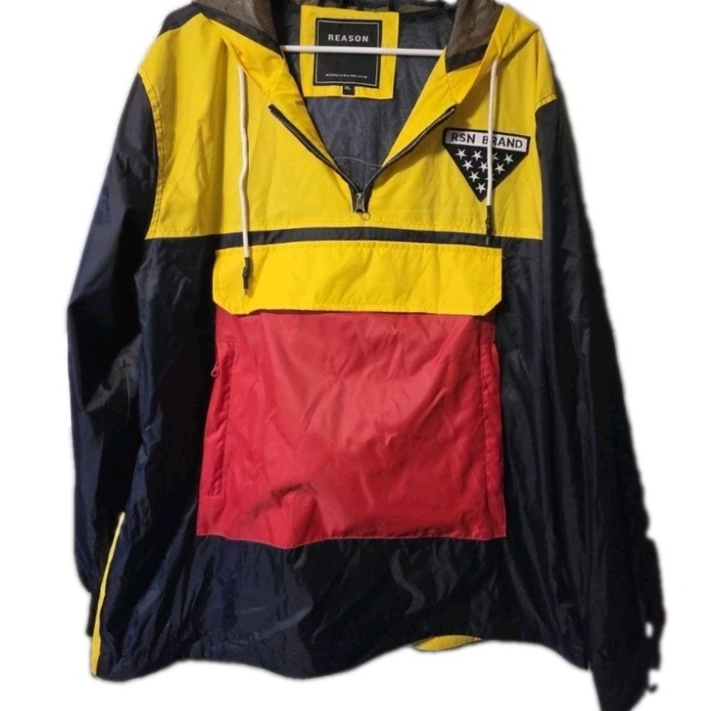 Reason Clothing Mens XL Colorblock Anorak Windbreaker Panther Graphic Jacket